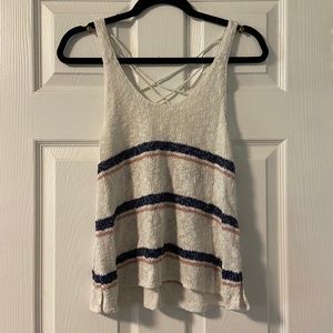 🌼American Eagle White Stripped Knit Top